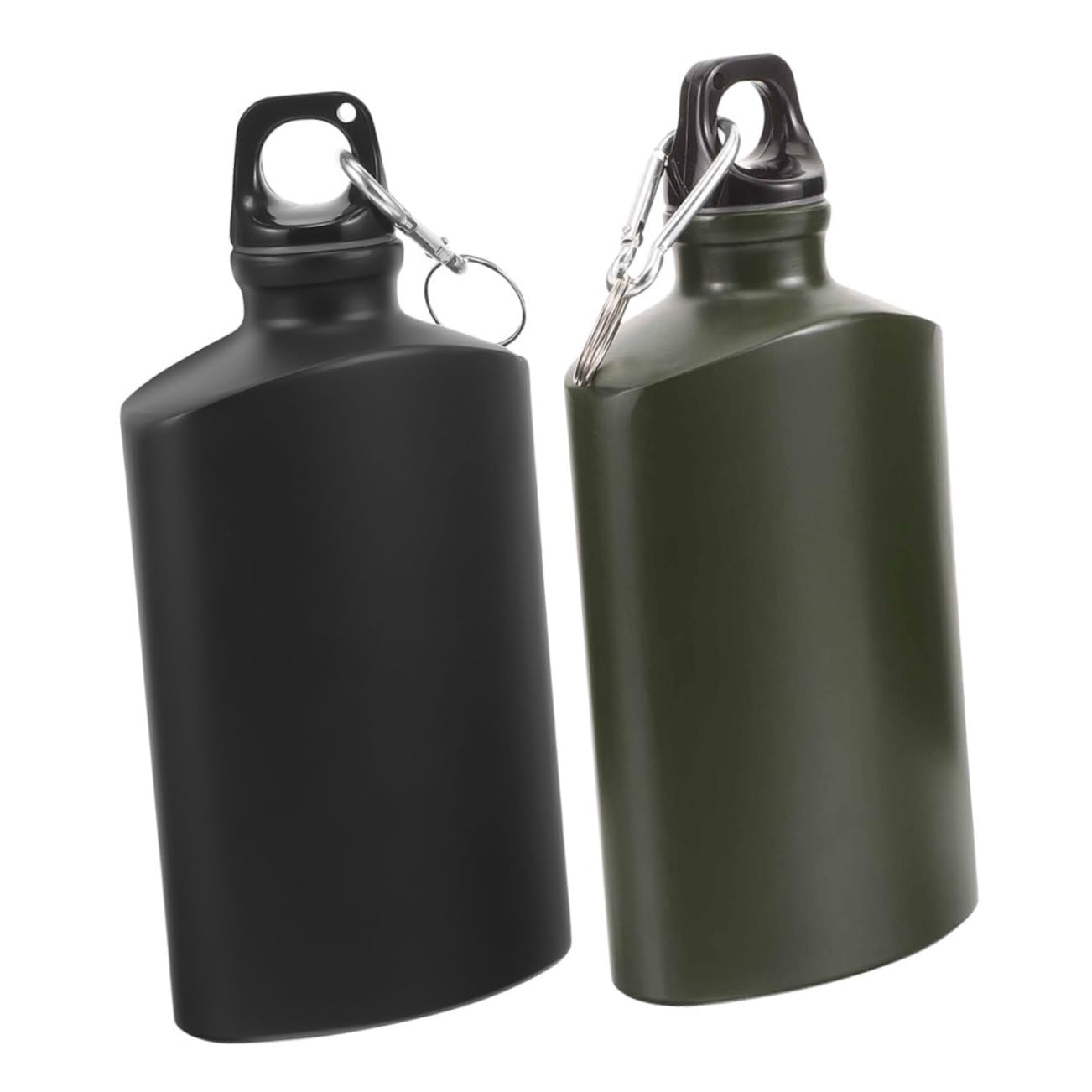 Aluminio Cantimplora 2 Piezas con Plana Gancho 500ml Decoracion Colegio | Ligera y Portátil, Diseño Hermético, para Senderismo y Viaje, Formato 500ml, Fácil de Llevar
