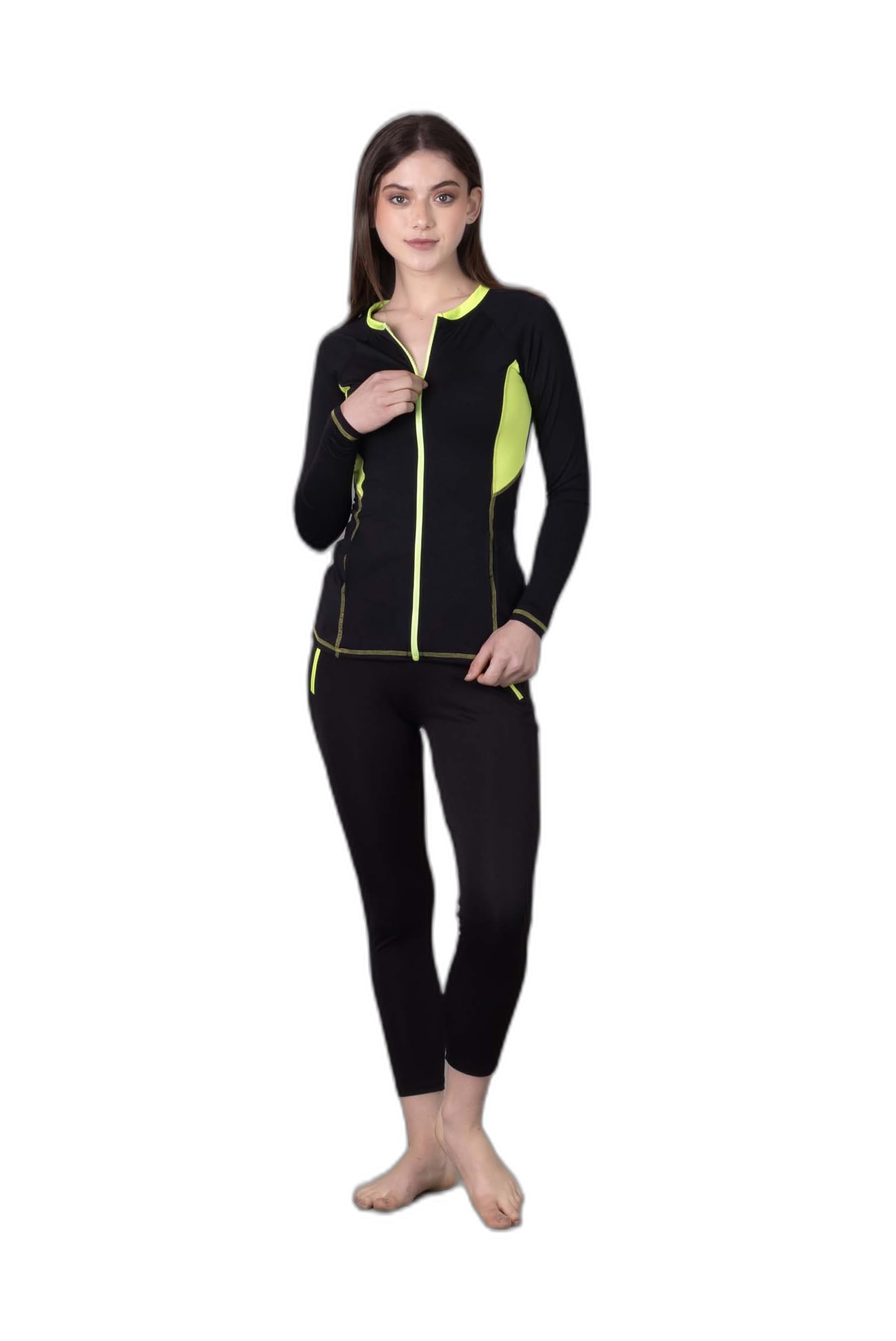keepfit Longsleeve Zippered Rashguard 2-Piece Padded Swimset for Women |Swimming Suit for Women-picture-11