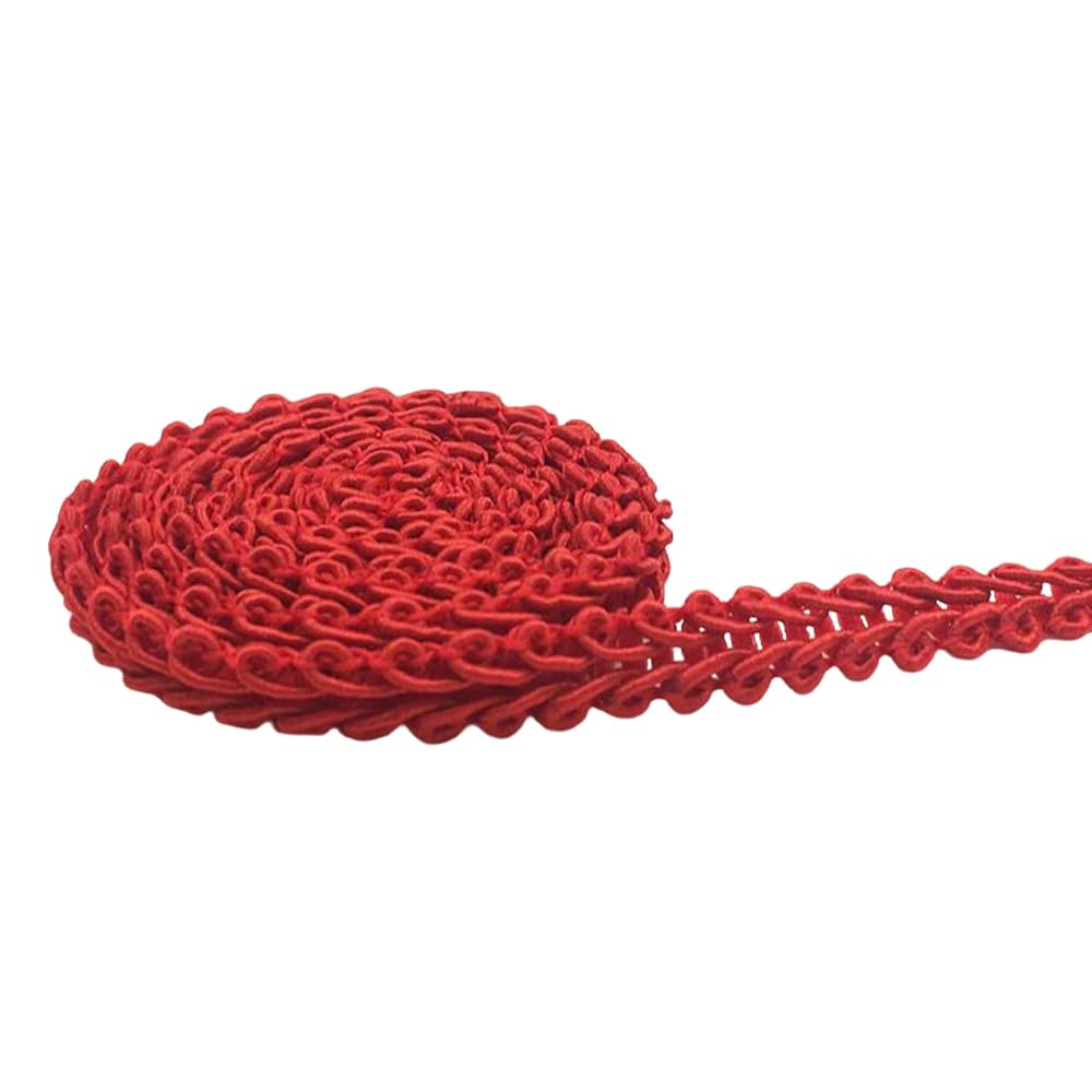 Leliafleury 8mmx55 Yards Centipede Braid Trim Polyester Lace Ribbon Decorative Gimp Trim for DIY Crafts Sewing, Red
