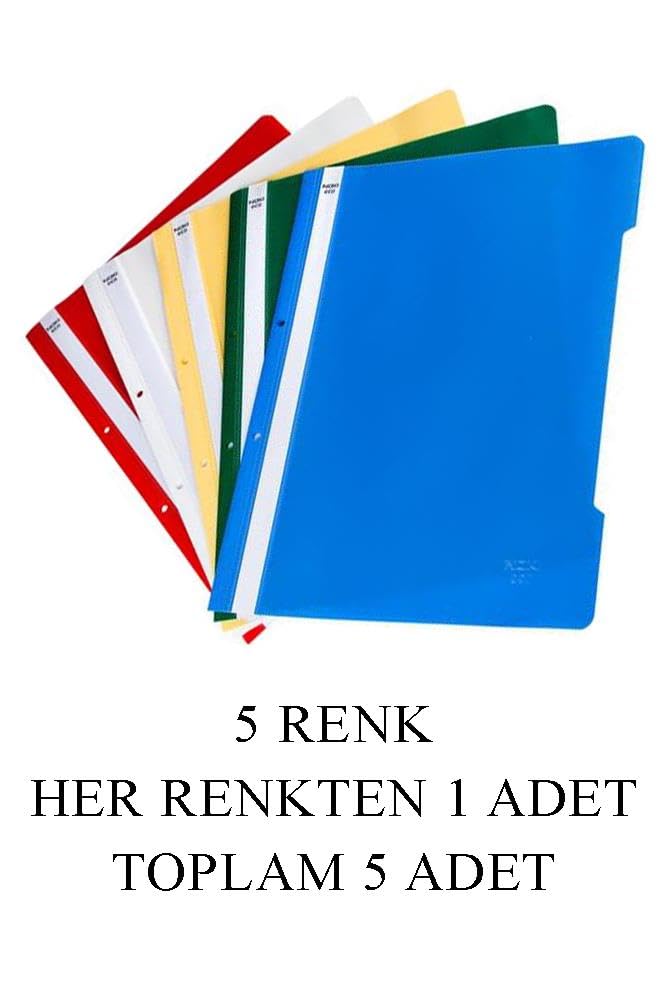 5 Renk Telli Dosya Seti 1 Paket 5'li Telli Dosya Okul Büro Ofis