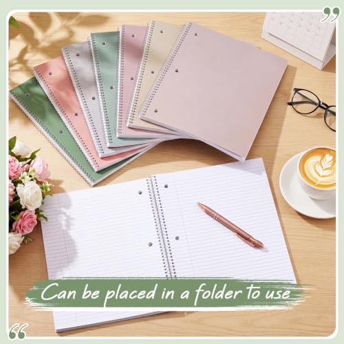 Teling 8 Pcs 1 Subject Spiral Notebook for Work College Ruled 8 x 10 1/2 Inch Spiral Journal Notebook 3 Hole Punched Paper Easy Tear Line 100 Sheets Office Study Supplies (Morandi Color) - Image 3
