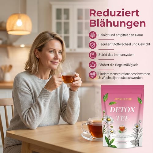 56 Tage Detox Tee zum Abnehmen - Fatburner Tee, mit Grüntee, Oolong & Löwenzahn - Natürliche Kräutermischung，Sanfte Entgiftung Und Reinigung,Fettverbrennung - Vegan & Stoffwechs