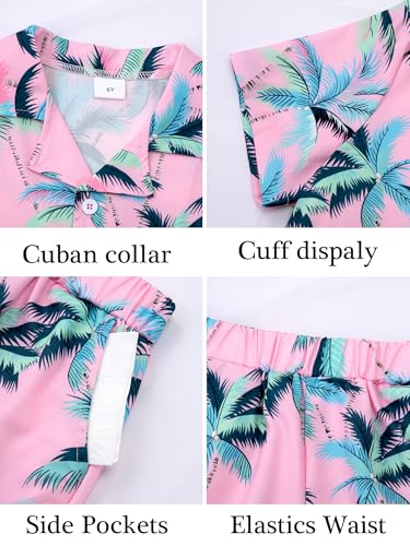 Image of DAXIANG Boys 2 Piece Hawaiian Outfit Summer Button Down Shirt and Pocket Short Sets Beach Vacation Clothes for Kid Size 3-10