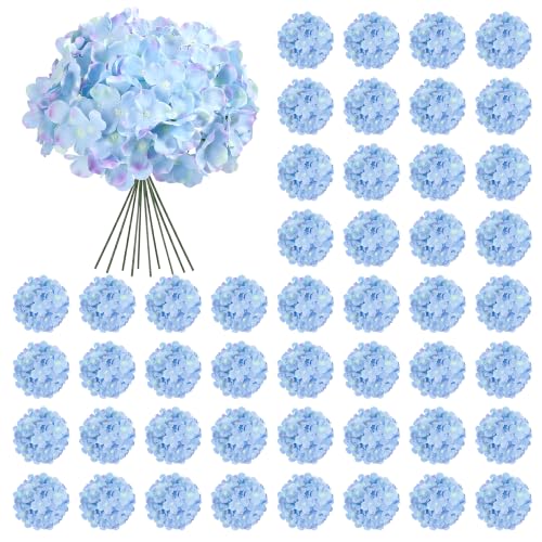Auihiay 64Pcs Artificial Hydrangea Flowers, Blue Purple Silk Flowers