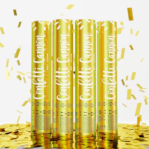 HAPYFMSHI 4 Pack Gold Confetti Cannon Poppers Confetti Shooter Party Popper for Celebration Birthday Graduation New Years Eve Party Gold
