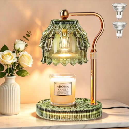 Candle Warmer Lamp with Timer Dimmer, Wax Melts Glass Lamp for Gift, Green