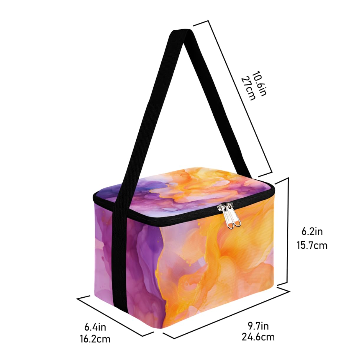 GzLeyigou Lunch Bags for Women Men 9 Cans,Colored Smoke Hot & Cold Food Delivery Bag Insulated Grocery Bag Insulated Lunch Box Abstract Smoke Waves Cooler Bag for Office Work Picnic Beach