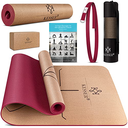 KESSER Tapis de Yoga en liège avec accessoires