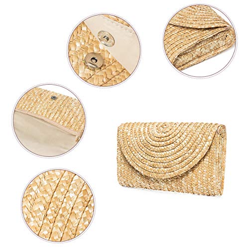 Joseko Straw Clutch Purse, Women Evening Bag Woven Straw Envelope Wedding Wallet Summer Beach Handbag For Women Girl #TOP6
