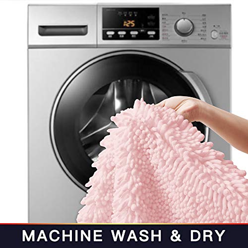 Walensee Bathroom Rug Non Slip Bath Mat (24X17 Inch Blush) Water Absorbent Super Soft Shaggy Chenille Machine Washable Dry Extra Thick Perfect Absorbant Best Small Plush Carpet For Shower Floor #TOP5