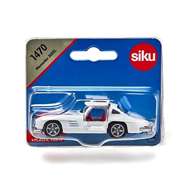 siku 1470, Mercedes-Benz 300 SL, Metall/Kunststoff, Weiß/Rot, Spielzeugauto für Kinder, Öffenbare Flügeltüren – Bild 7
