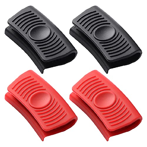 4 Asas de Silicona, Agarraderas Fundas de Silicona, Soporte Silicona Mango Caliente, Mini Soporte de Mango de Silicona, Agarraderas De Silicona, Asas Silicona para Ollas, para Cocina, Sartenes, Horno Cover