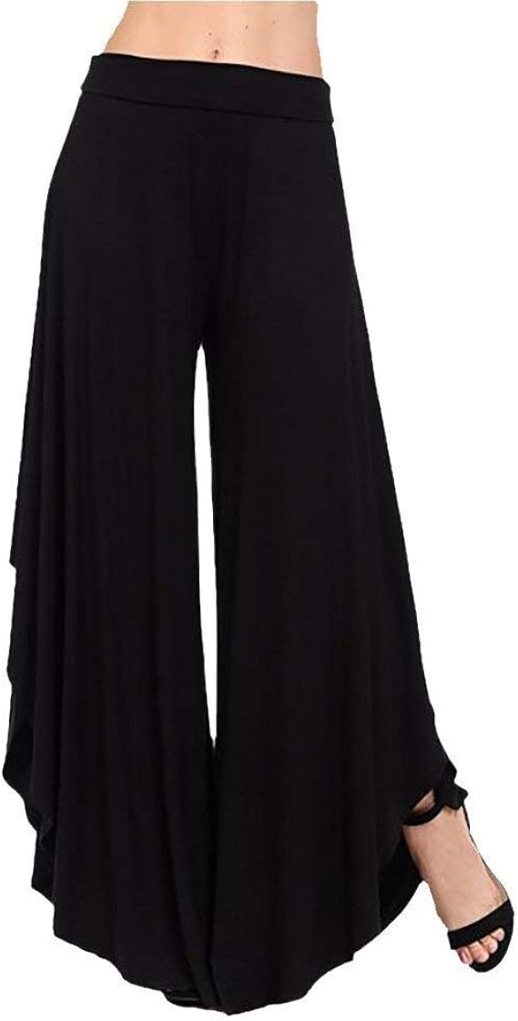 HX fashion Gonna per Pantaloni Gamba a Palazzo Larga a Vita Taglie Comode  Alta con Gamba Larga Sovrapposta a Tinta Unita da Donna (Color : Schwarz,  Size : XL) : Amazon.it: Abbigliamento
