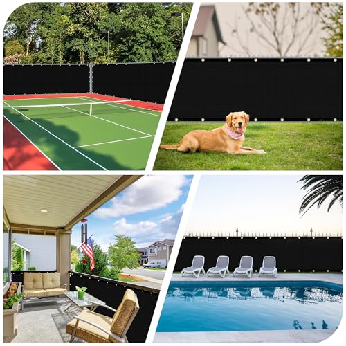 iCover 4x25ft Privacy Screen Fence, Outdoor Fencing Panels, Garden Windscreen Mesh Shade Sail Net Barrier, Include Reinforced Bindings and Brass Grommets Cable Zip Ties, Black - Thumbnail 7