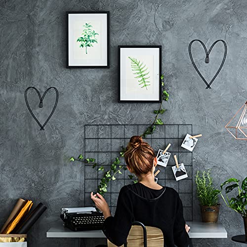 4 Pieces Metal Heart Wall Art Décor, Love Heart Wall Decoration Sign Metal Wall Ornaments For Valentine's Day Bedroom Living Room Decoration (Black) #TOP2