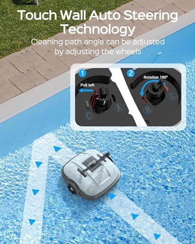 Bild 4 - WYBOT Poolroboter Akku Kabellos Poolsauger Roboter, Poolroboter Akku Robotersauger 100 Mins Automatisches Parken mit Dual-Antriebsmotoren für Flachem Boden Aufstellpools bis 80 m² Weiß