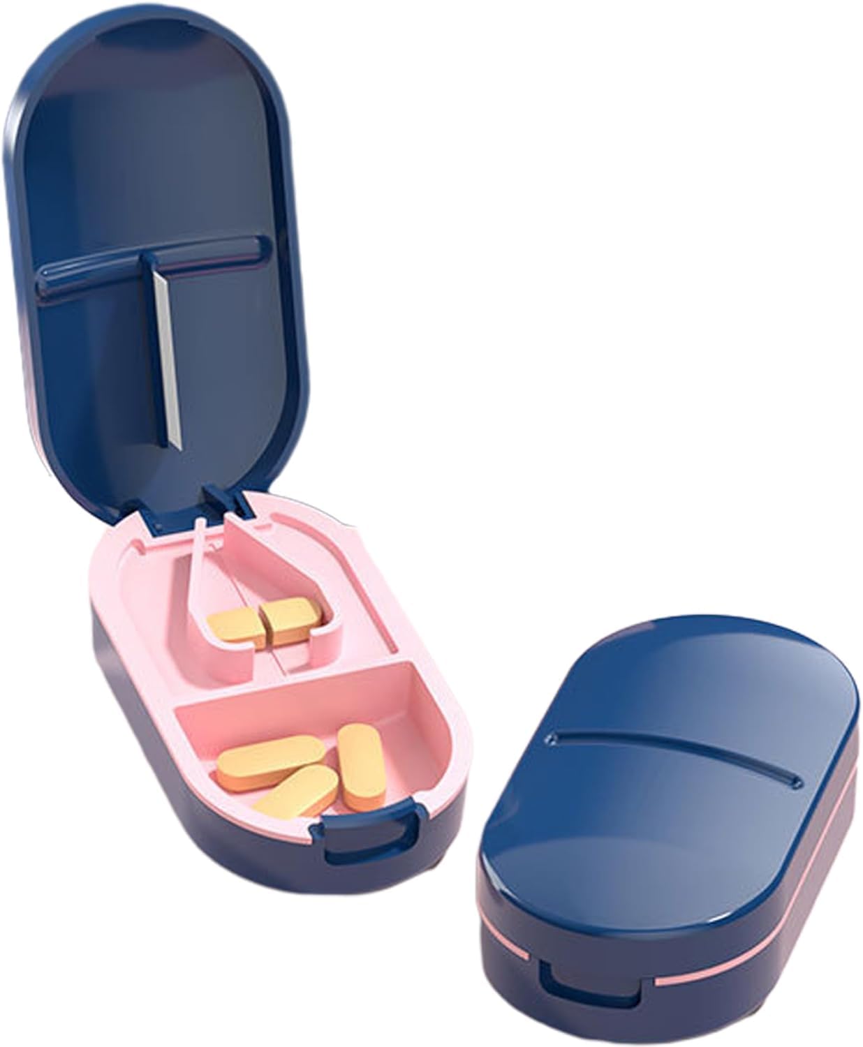 RADIONICS Stainless Steel Pill Case with Built-in LED Light, Eyeglasses Storage Box for Men and Women, Blue