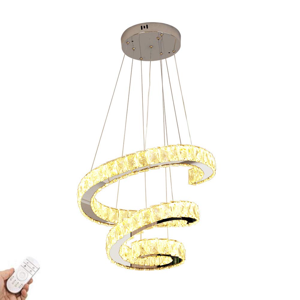 Lustre en cristal suspendu argenté de 50cm pour plafonnier de salon moderne - 8