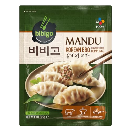 Bibigo Korean BBQ Gyoza Mandu – Dumplings mit Rindfleisch mit BBQ-Geschmack – Tiefgefroren – 1 x 525 g