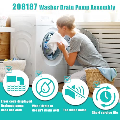 Upgraded 280187 8181684 Front Load Clothes Washer Drain Pump Filter Assembly, 120V 60Hz 0.70W 0.95A, 1200164 Drain Pump Compatible with Whirlpool Duet Maytag Epic Kenmore HE Front Load Washers by REEPLAR - Image 3