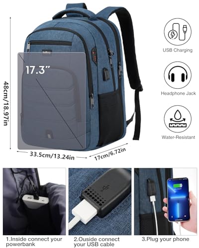 Image of kadilong 17,3 Inch Laptop Backpack for Men,School Bookbag for Teens Boys with USB Port for College Business