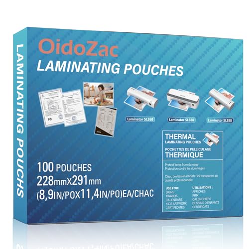 Thermal Laminating Sheets, Letter Size 100 Pack Laminating Pouches 9\" x 11.5\", 3-Mil Thick Transparent Laminated Paper Ideal Office and School Supplies, Flexible Rigidity for Laminator