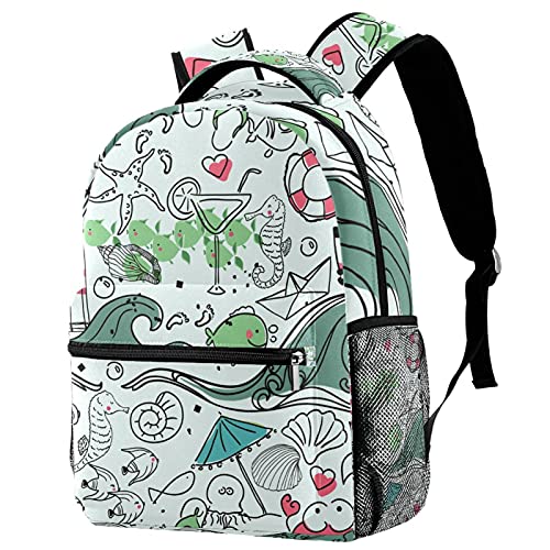 Sac d'école poissons aquarelle pour la rentrée des garçons et filles