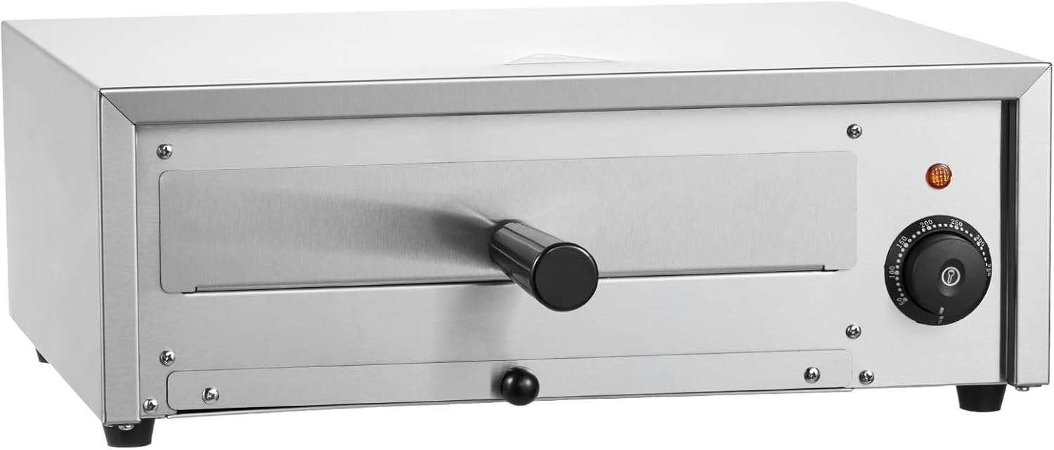 Happybuy Countertop Electric Pizza Oven, 12-inch, 1500W, 122-662℉ Temp Range, Stainless Steel Construction, Easy-to-Clean Crumb Tray, for Commercial & Home Use