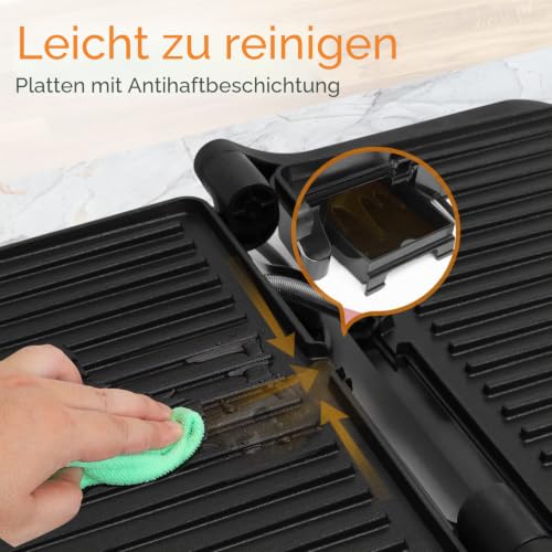 Foto von Kontaktgrill,Elektrische Tischgrills,Panini Maker,Sandwich Maker, Elektrogrill, 1500 Watt,Silber