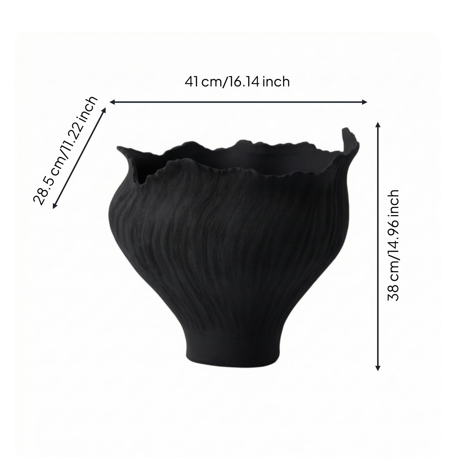 MagiDeal Jarrón de Cerámica Florero Escultural Vaso Decorativo Centro de Mesa Barro con Pátina Artesanal y Acabado Mate Que, Negro, C款 Negro Alto 41 28.5 H38cm
