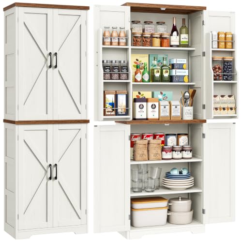 72" Antique White Pantry Cabinet