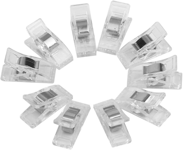 Sewing Craft Quilt Binding Plastic Clips Clamps Pack of 50 Clear