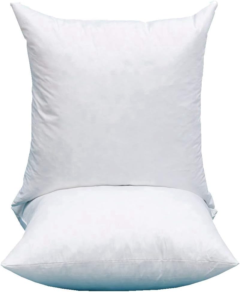 Sfoothome 2 Pack 20 x 20 Inch Square Pillow Inserts for Sofa, Decorative Throw Pillow Inserts with 100% Microfiber Cover, Pure White