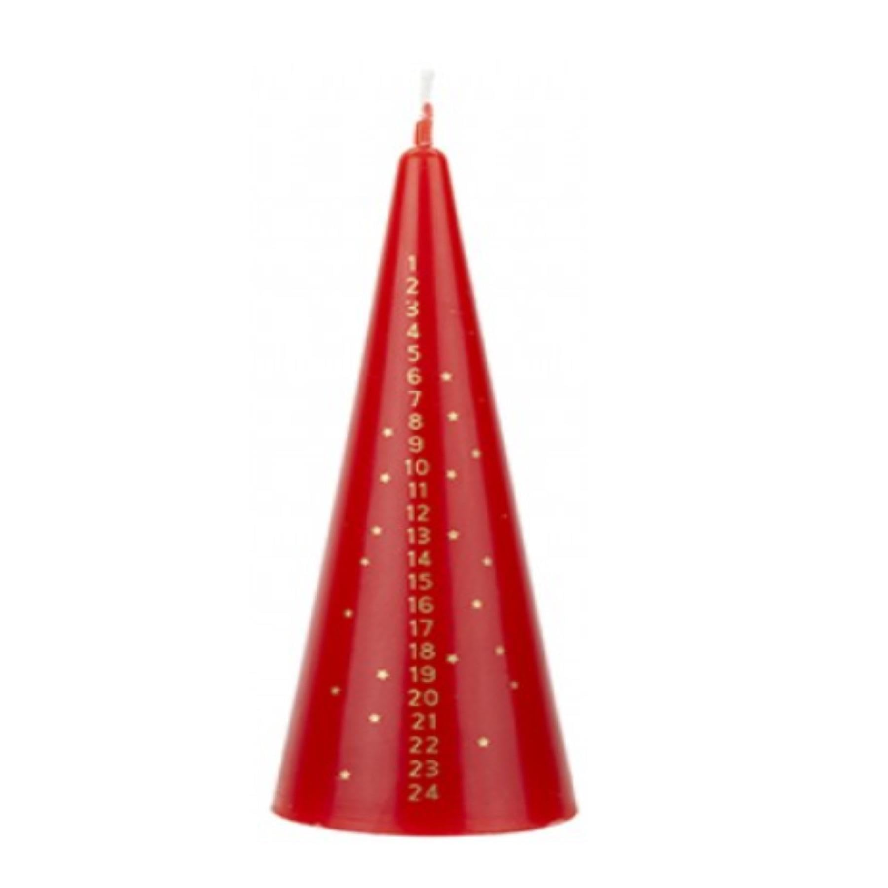 Widdle Gifts Cream 15Cm Red Advent Candle With Stars Christmas Cone Shaped Countdown