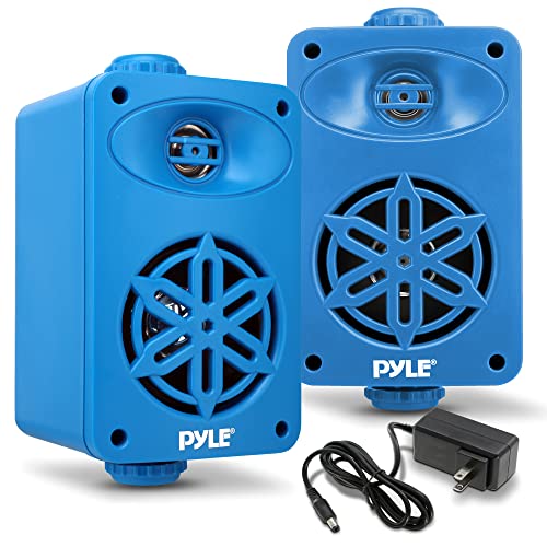PyleUsa Bluetooth In/outdoor Speakers Pair - 200 Watt Dual Waterproof 3.5” 2-Way Full Range System w/ 1/2” High Compliance Polymer Tweeter - Home, Boat, Marine, Deck, Patio, Poolside - PDWRBT36BL