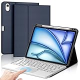 タッチパッドキーボードケース iPad Air 11インチ M3/M2 (2025/2024)対応 キーボード付きケース バックライト付き 取り外し可能 ペンシルホルダー付き Air 11インチ M3/M2 (2025/2024)用 - ダークブルー