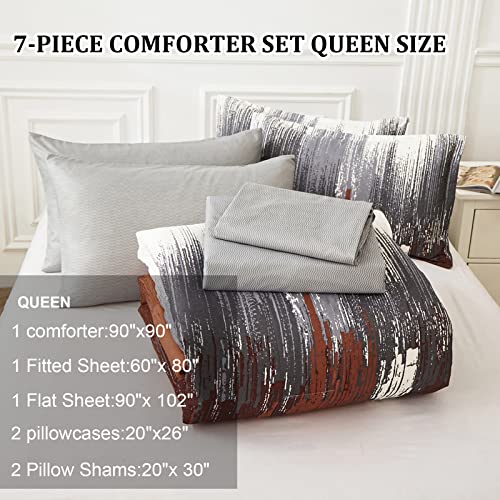 Parure de lit 7 pièces grand lit microfibre orange brûlé infroissable - 4