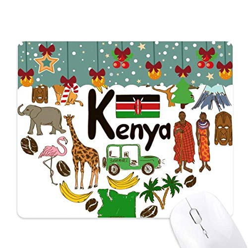 Alfombrilla de ratón con bandera de Kenia y diseño de paisaje en corazón