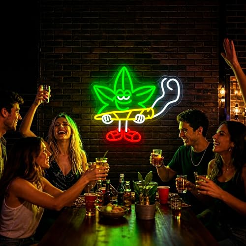 Image of Leaf Neon Sign Led Neon Lights Neon Signs for Wall Decor Light Up Sign for Birthday Party Club Gift