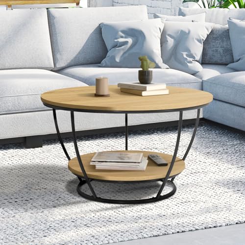 Idmarket - Detroit Mesa De Centro Redonda De 70 Cm Con Doble Tablero De Alambre - 2