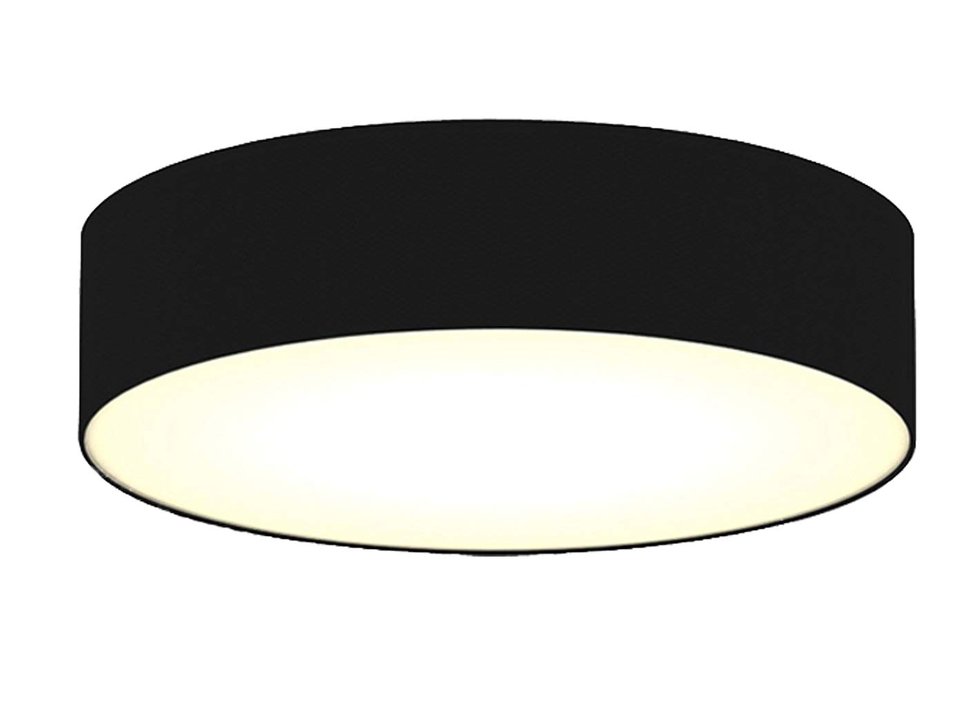 meineWunschleuchte Zeitlose runde Deckenleuchte mit LED Licht - Stoffschirm in Schwarz Ø 60cm & satinierte Abdeckung für blendfreie Beleuchtung