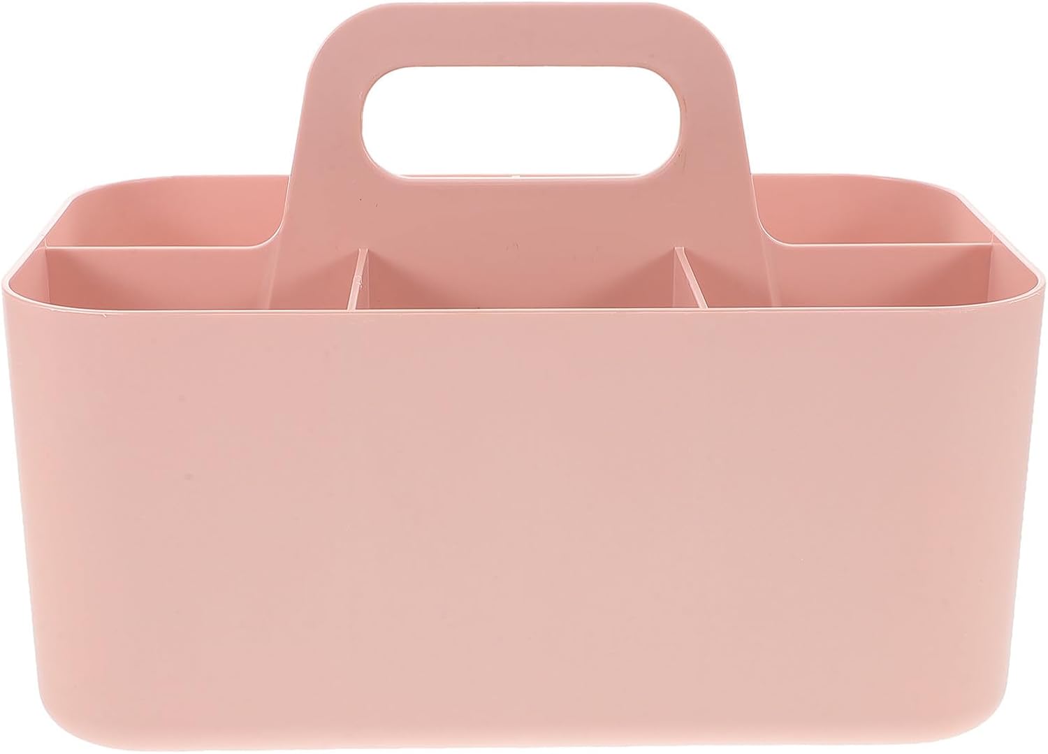 Multi-functional Plastic Desk Organizer with Divided Sections and Handle, Versatile Cosmetic Storage Basket for Office Supplies and Stationery, for Study Area or Workspace