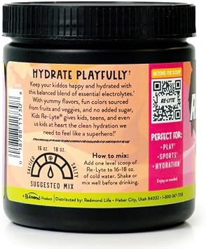REDMOND Re-Lyte Kids Hydration Electrolyte Mix Powder, Pink Lemonade 7.62 oz