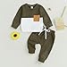 GGBNOMER Toddler Baby Boy Fall Clothes Waffle Contrast Color Sweatshirt Pants Sets Infant Winter Outfits 6 12 18 24 Months (Army Green, 18-24 Months)