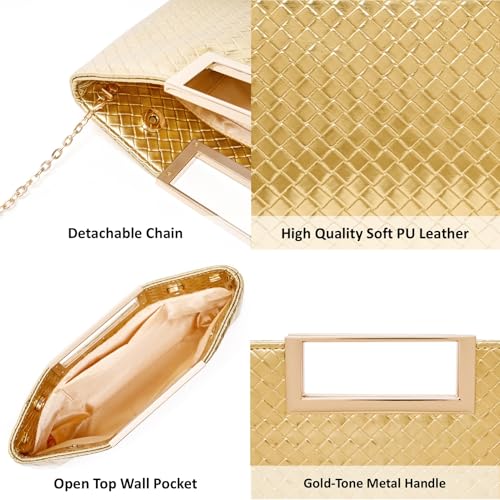 Image of DETARA Clutch Purses for Women Cut Out Handle Clutch PU Leather Evening Bag Elegant Purse for Women Formal Wedding Party