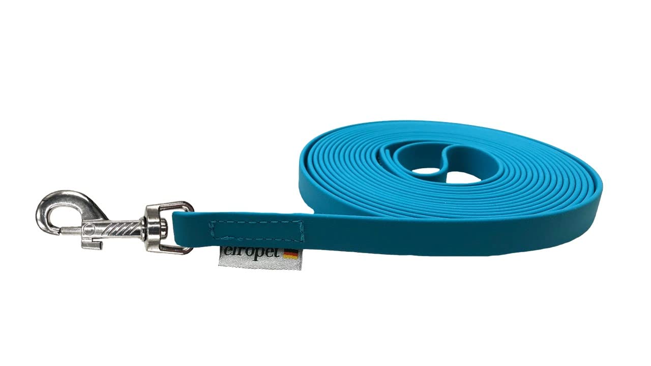 Schleppleine für Hunde Biothane Hundeleine mittlere/große Hunde Breite 16mm 1m / 3m / 5m / 10m / 15m (10m MIT Handschlaufe, Petrol)