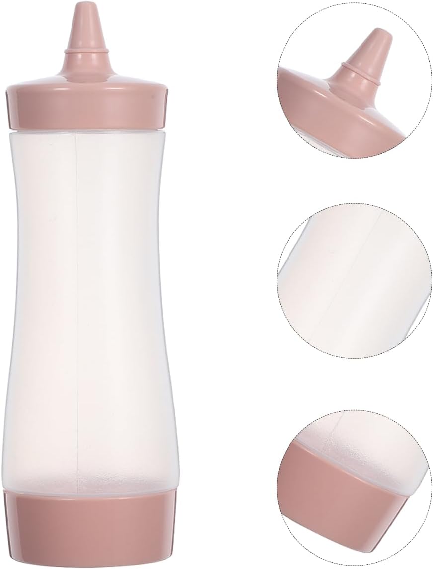 3pcs Condiment Squeeze Bottles for Sauces, Plastic Squeeze Bottle With Cap, Dressing, Oil, Mustard Sauce, Ketchup Dispensers for Bbq Camping Kitchen, Pink