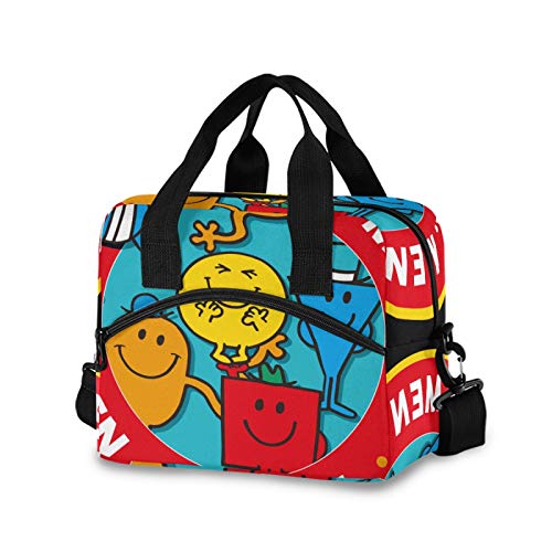 ATTX Cute Cartoon Insulated Lunch Bag with Detachable Shoulder Strap & Carry Handle, Eco-friendly Cooler Bag Tote Bag,School Lunch Box for Kids,Men,Women