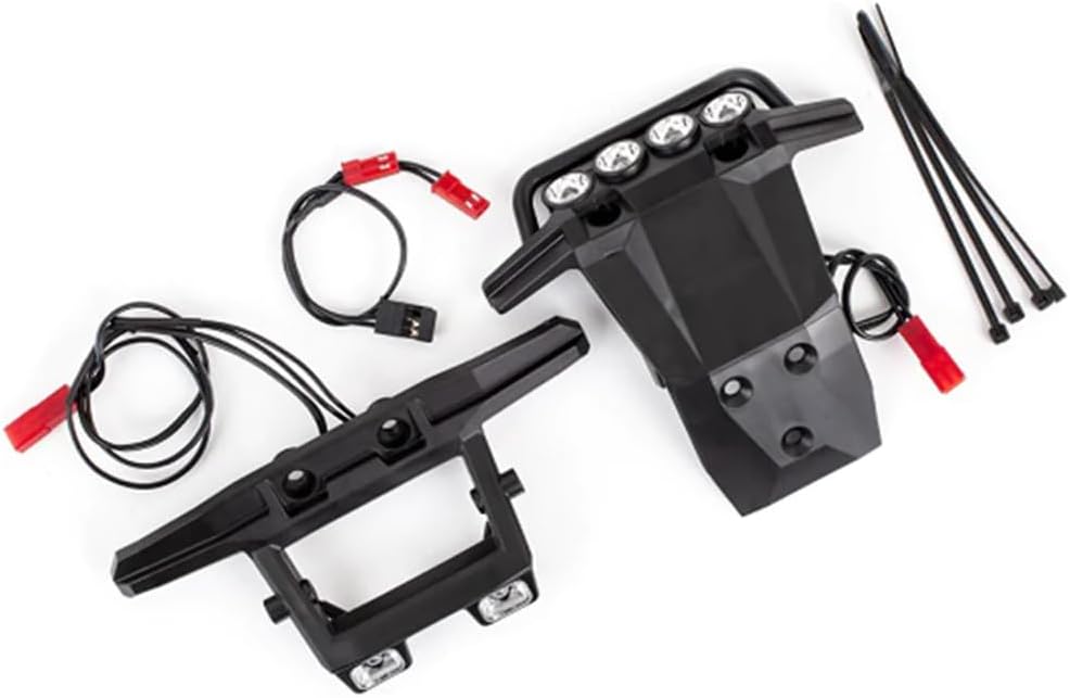 Components of the Traxxas 6793 LED Light Set, including front and rear light bars, wiring, and zip ties.