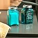 RSVP International Jumbo Retro Glass Salt & Pepper Shaker, Screw On Stainless Steel Lid, Each Shaker Holds 8 Ounces, Turquoise, 2.25x2.25x4.3, 2 Piece